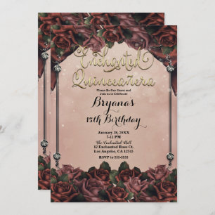 Invitación Rosas Mocha Rust Brown Elegante Quinceañera 15