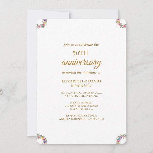Invitación Rosas moda celebración 50 aniversario boda (Anverso)