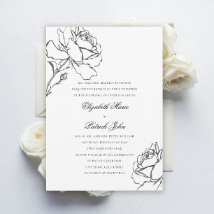Invitación Rosas Moderno Clásico Formal Padres Anfitriones Bo