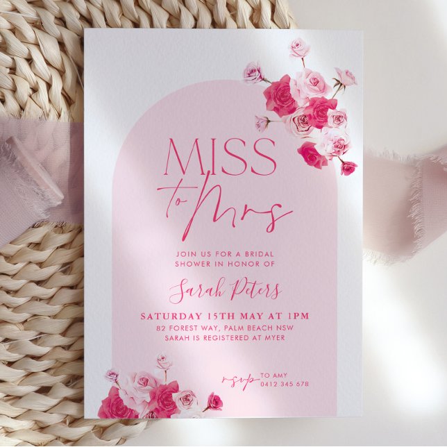 Invitación Rosas modernos de ducha con flores brillantes rosa (Subido por el creador)