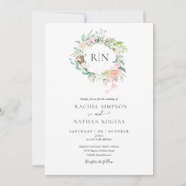 Invitación Rosas Monograma Boda Floral de Verdor