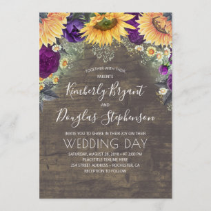 Invitación Rosas moradas de girasoles bailan Boda ruso