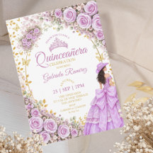 Rosas Moradas Lilas Quinceañera Occidental Dorada