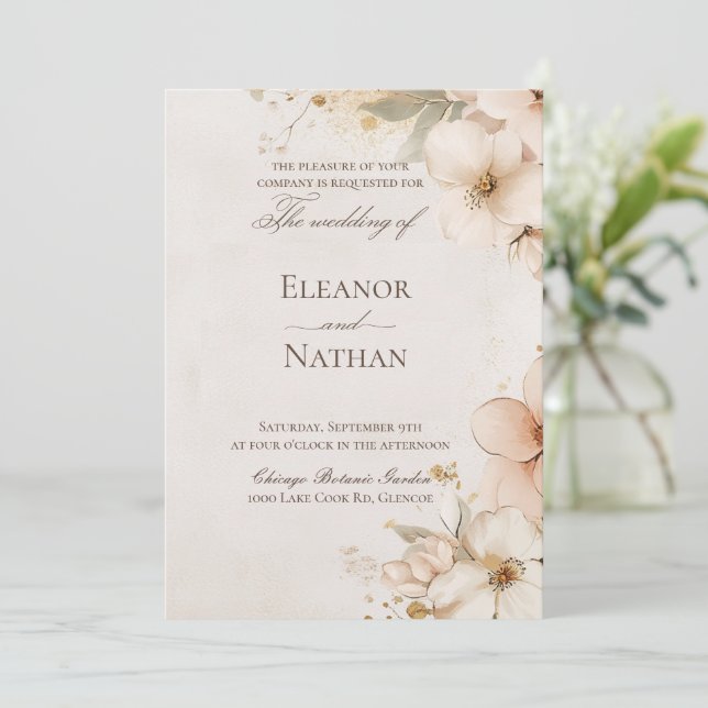 Invitación rosas morado suave y boda sofisticado (Anverso de pie)