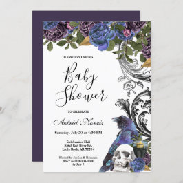 Invitación Rosas morados de Dark Raven Baby Shower