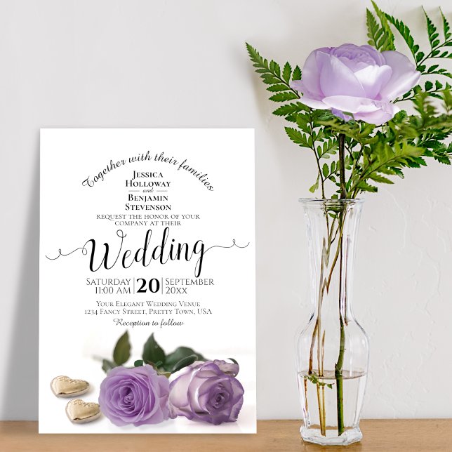 Invitación Rosas morados de lavanda con una boda elegante del (Subido por el creador)