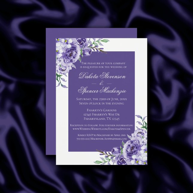 Invitación Rosas morados | Elegante acuarela Floral Boho (Subido por el creador)