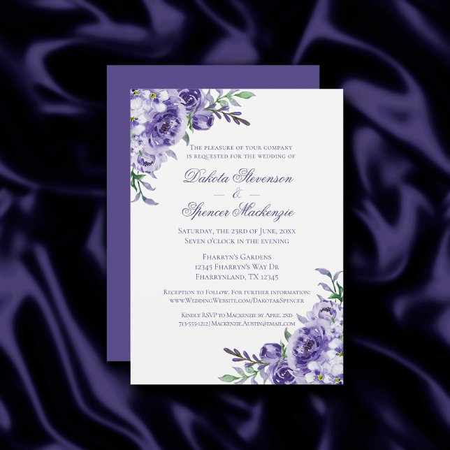 Invitación Rosas morados | Elegante acuarela Floral Boho (Subido por el creador)
