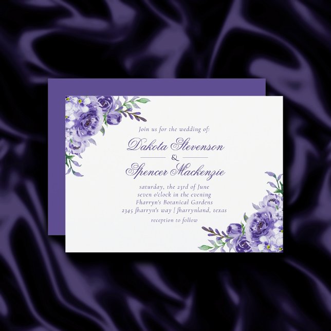 Invitación Rosas morados | Elegante acuarela Floral Boho (Subido por el creador)
