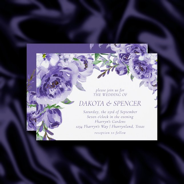 Invitación Rosas morados | Elegante acuarela Floral Boho (Subido por el creador)