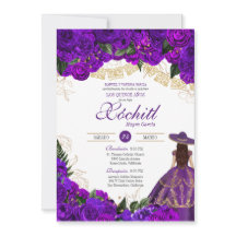 Rosas morados elegante charro esmeralda Quinceaner