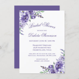 Invitación Rosas morados | Elegante Ducha Floral acuática