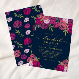 Invitación Rosas morados rosados de flores dejan ducha azul d