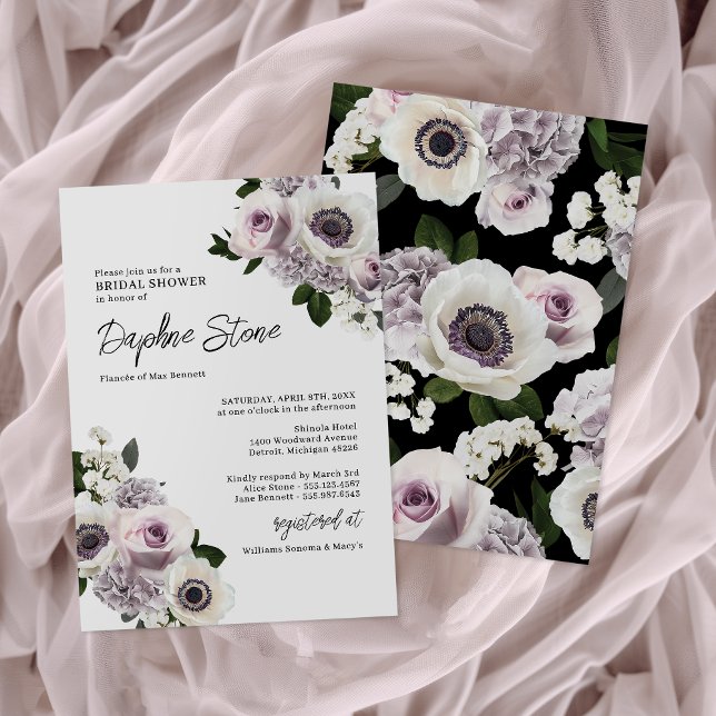 Invitación Rosas morados y anémonas blancos en la ducha de no (Subido por el creador)