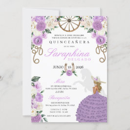 Invitación Rosas morados y pistas Charro Occidental Quinceañe