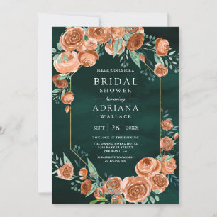 Invitación Rosas Naranjas Quemadas Floral Bridal Shower Esmer