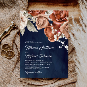 Invitación Rosas Naranjas quemados Boda de la Marina Floral d