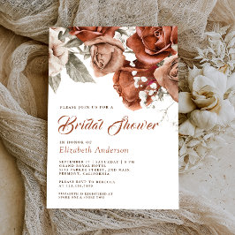 Invitación Rosas Naranjas quemados Terracotta Floral Bridal S