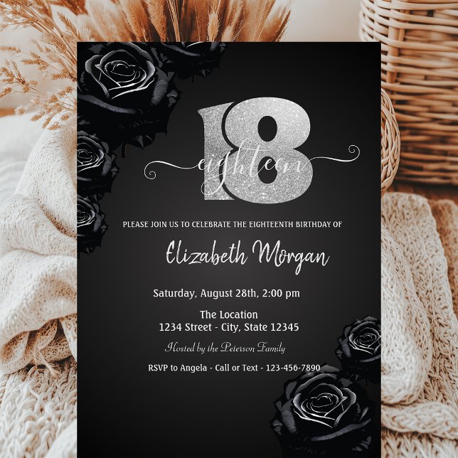 Invitación Rosas Negras Cumpleaños Gótico 18 (Subido por el creador)