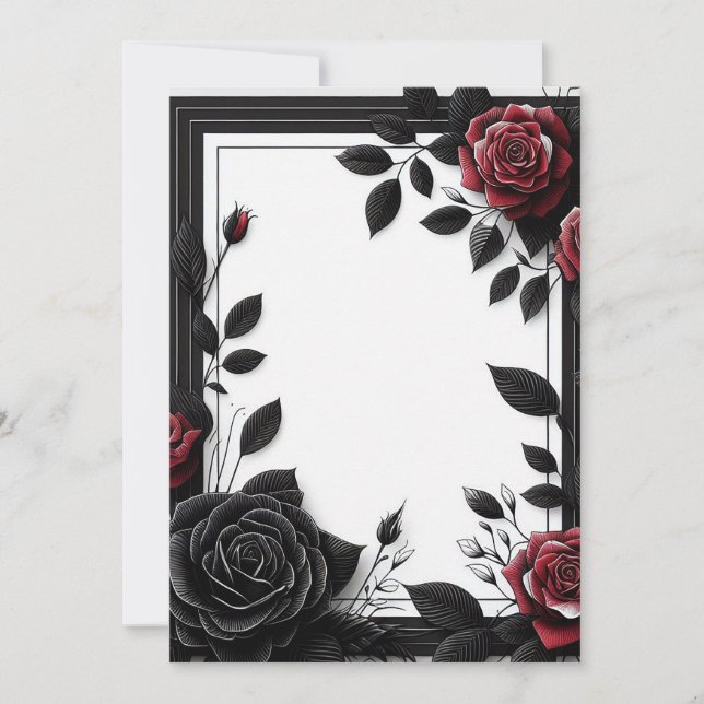 Invitación Rosas Negras y Rojas (Anverso)