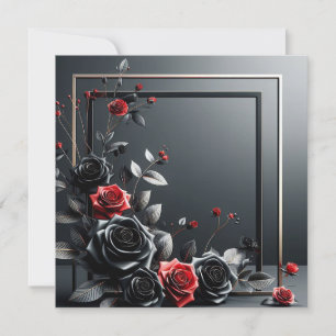 Invitación Rosas Negras y Rojas Tridimensionales