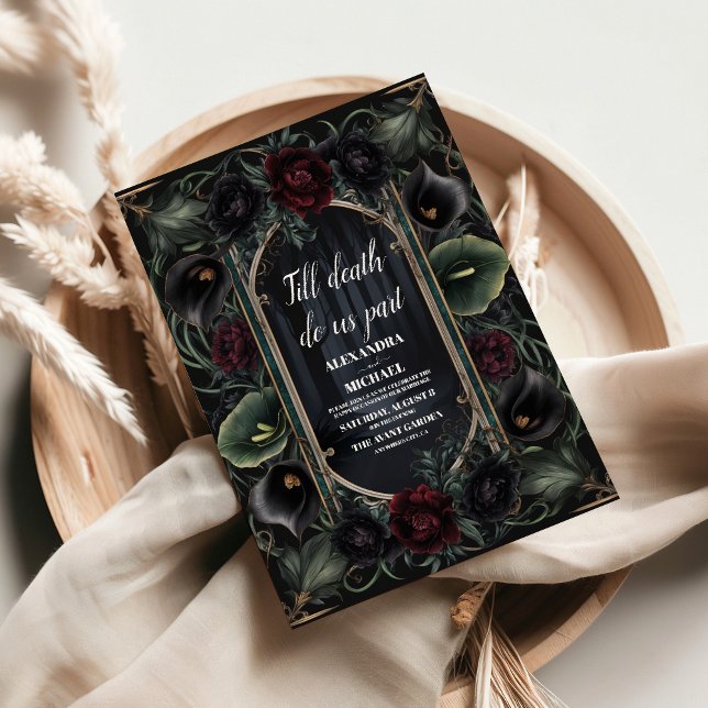 Invitación Rosas negros Boda gótico floral de Halloween (Subido por el creador)