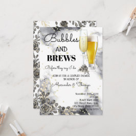 Invitación Rosas negros burbuja y frena ducha de parejas