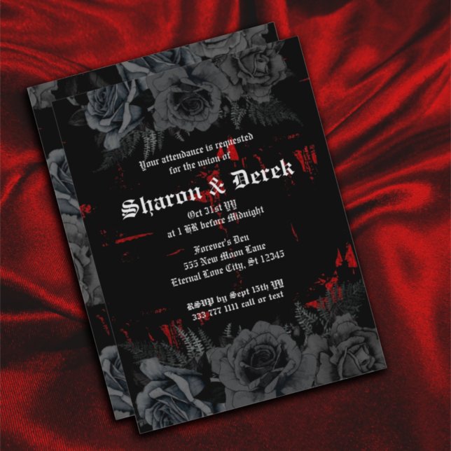 Invitación Rosas negros con textura de la Grunge negra gótica (Subido por el creador)