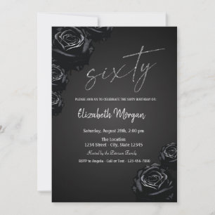 Invitación Rosas negros Gothic 60 cumpleaños