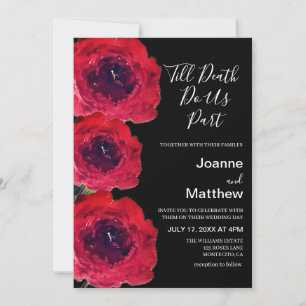Invitación Rosas negros góticos Boda de acuarela floral