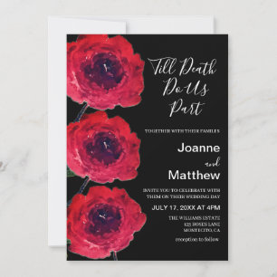 Invitación Rosas negros góticos Boda de acuarela floral