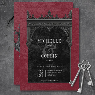 Invitación Rosas negros góticos de doble arco negro Boda de v