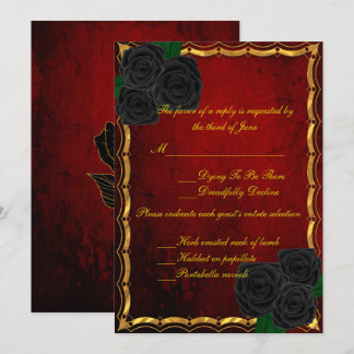 Invitación Rosas negros góticos Respuesta de Bodas rojos de s