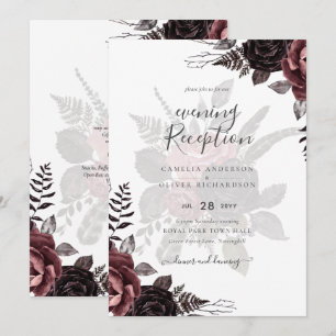 Invitación Rosas negros oscuros de Borgoña Boda caen en invie