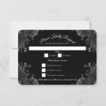 Rosas negros y grises Boda gótica Respuesta RSVP