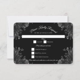 Invitación Rosas negros y grises Boda gótica Respuesta RSVP