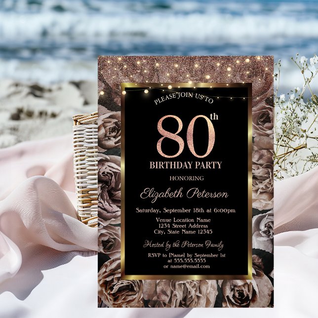 Invitación Rosas oscuras, Luces de Cadena Brillantes Cumpleañ (Subido por el creador)