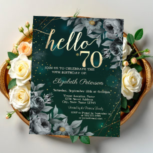 Invitación Rosas oscuras verde 70 cumpleaños