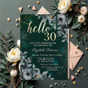 Invitación Rosas oscuras verdes Cumpleaños 30