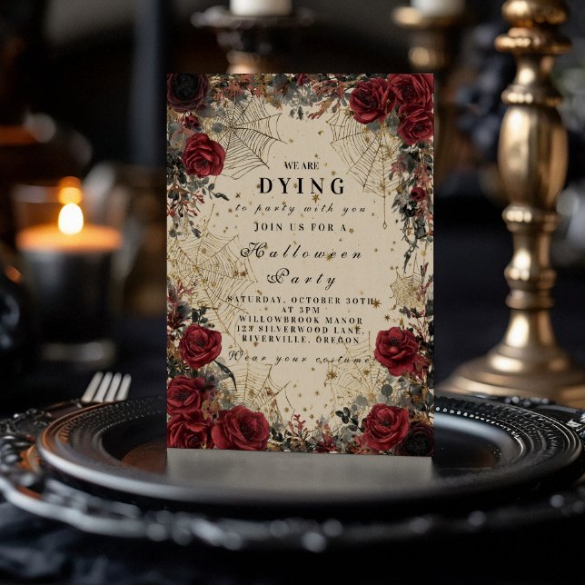 Invitación Rosas oscuros Celebración de Halloween gótico (Subido por el creador)