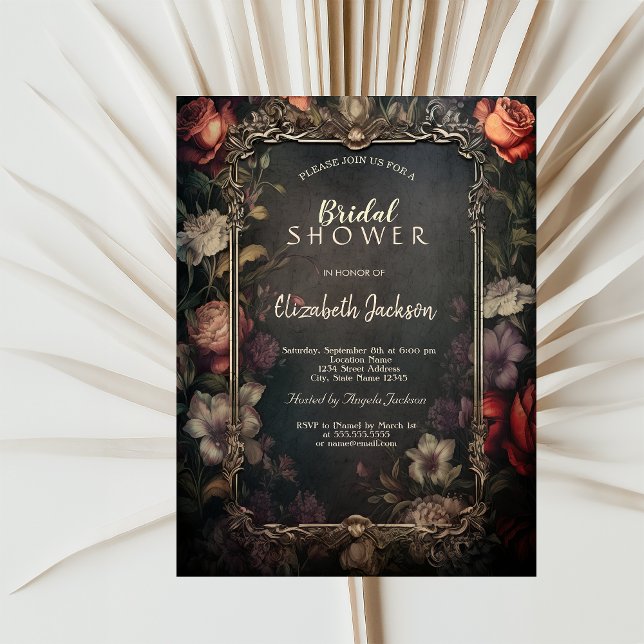 Invitación Rosas oscuros de época Ducha Gótica Bridal (Subido por el creador)