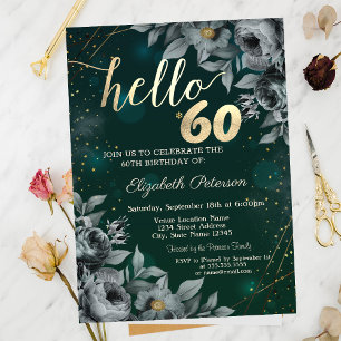 Invitación Rosas oscuros Green 60 Birthday