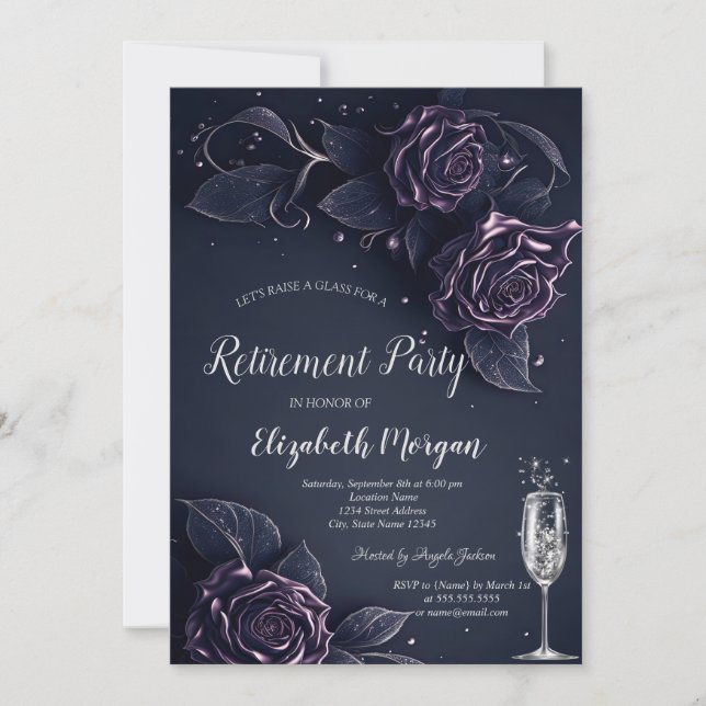 Invitación Rosas oscuros Jubilación gótica (Anverso)