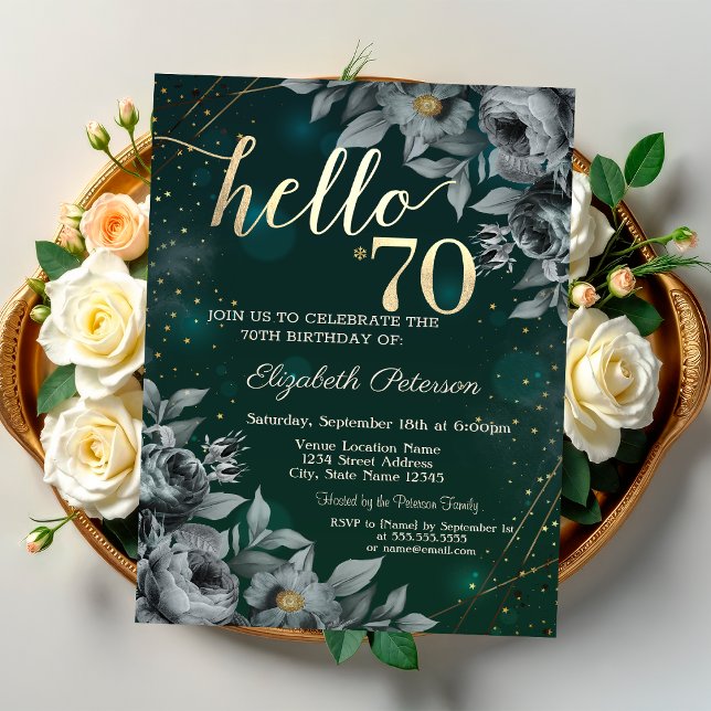 Invitación Rosas oscuros Verde 70 cumpleaños (Subido por el creador)
