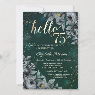 Invitación Rosas oscuros Verde 75 cumpleaños