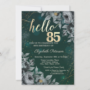 Invitación Rosas oscuros Verde 85º cumpleaños