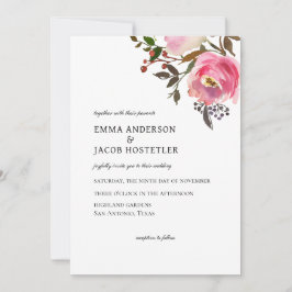 Invitación Rosas otoñales Delicados acuarela