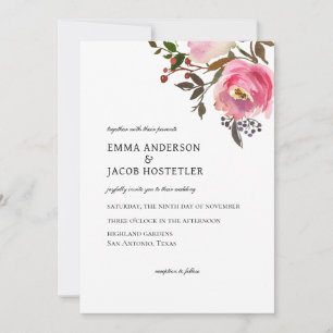 Invitación Rosas otoñales Delicados acuarela