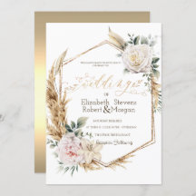 Rosas Pampas Grass Gold Frame Boda