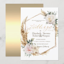 Rosas Pampas Grass Marco Dorado Boda